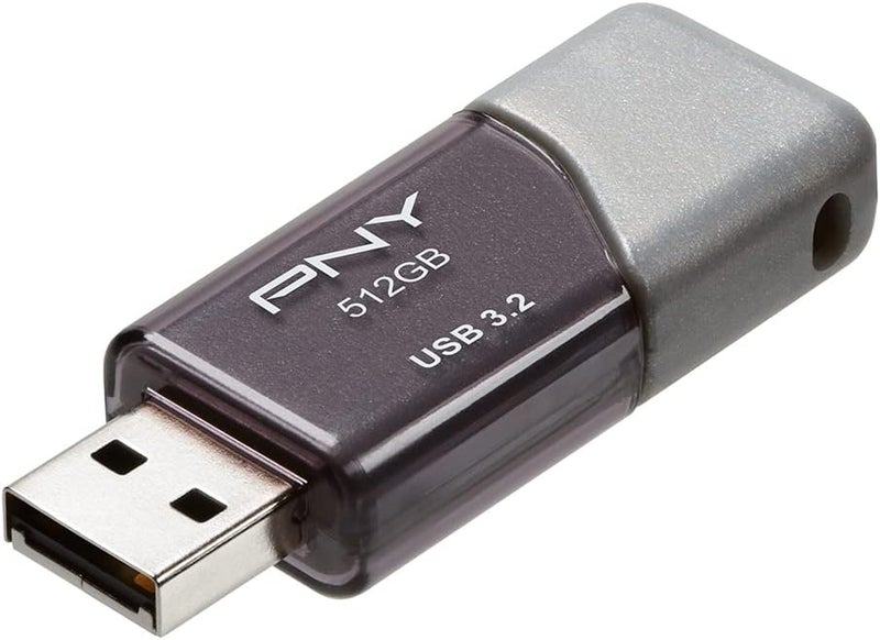 PNY محرك فلاش USB 3.2 Turbo Attache 3 سعة 512 جيجابايت بسرعة 100 ميجابايت/ثانية، فضي (عبوة من 1) - Image 2